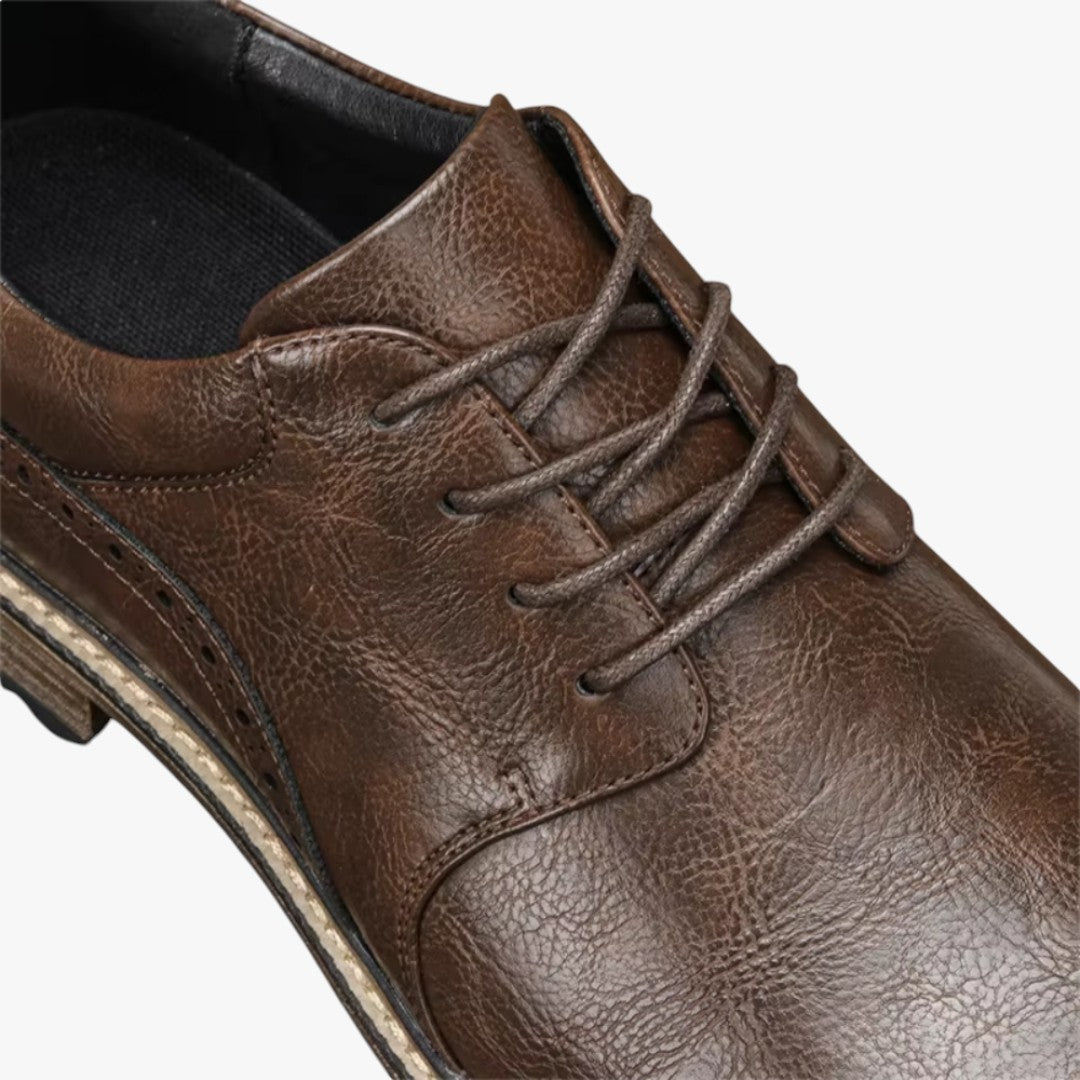 Miles & Luna Non-Slip Sole Leather Formal Shoes with Lace Up for Men