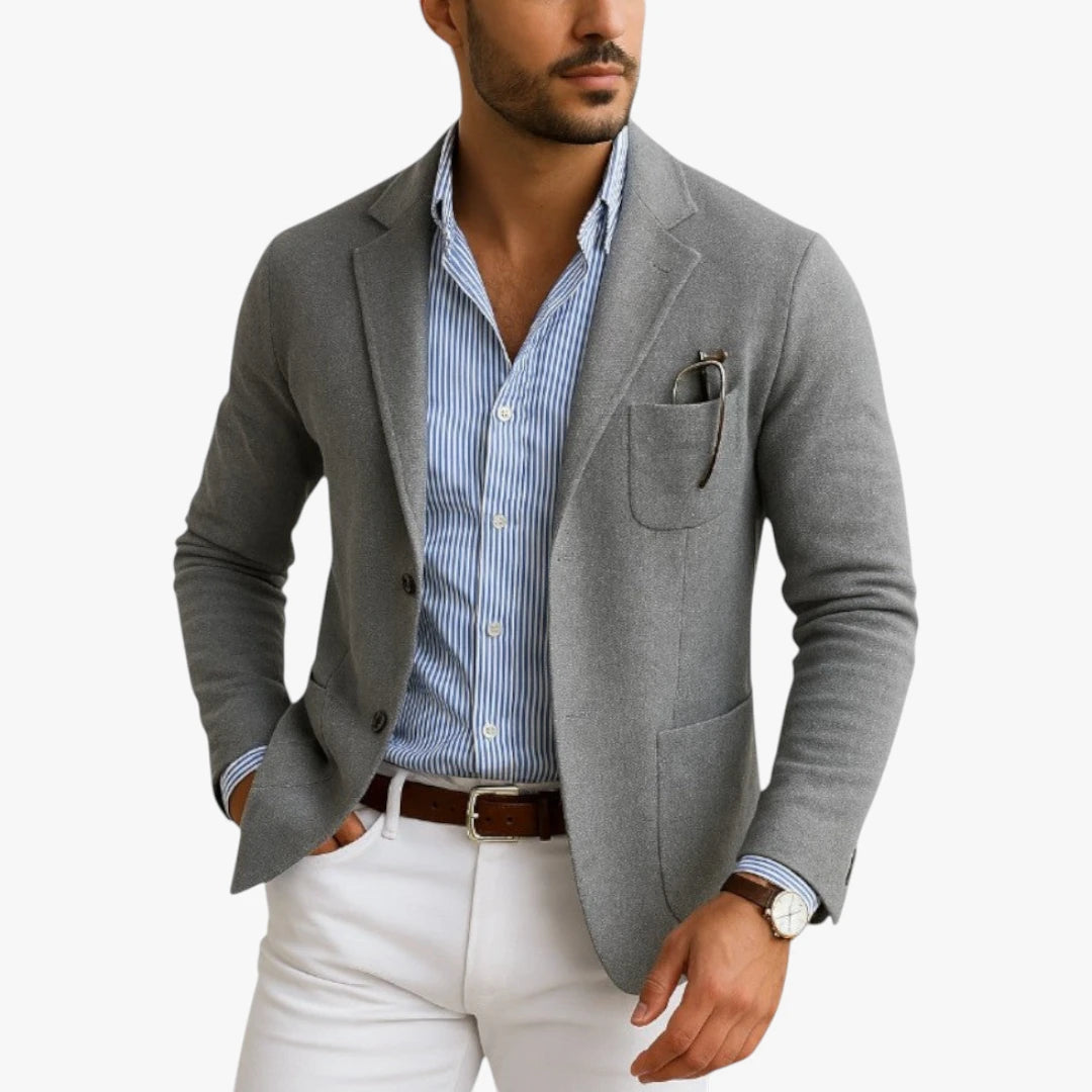 Miles & Luna Old Money Blazer with Classic Lapel Collar and Tailored Fit for Men