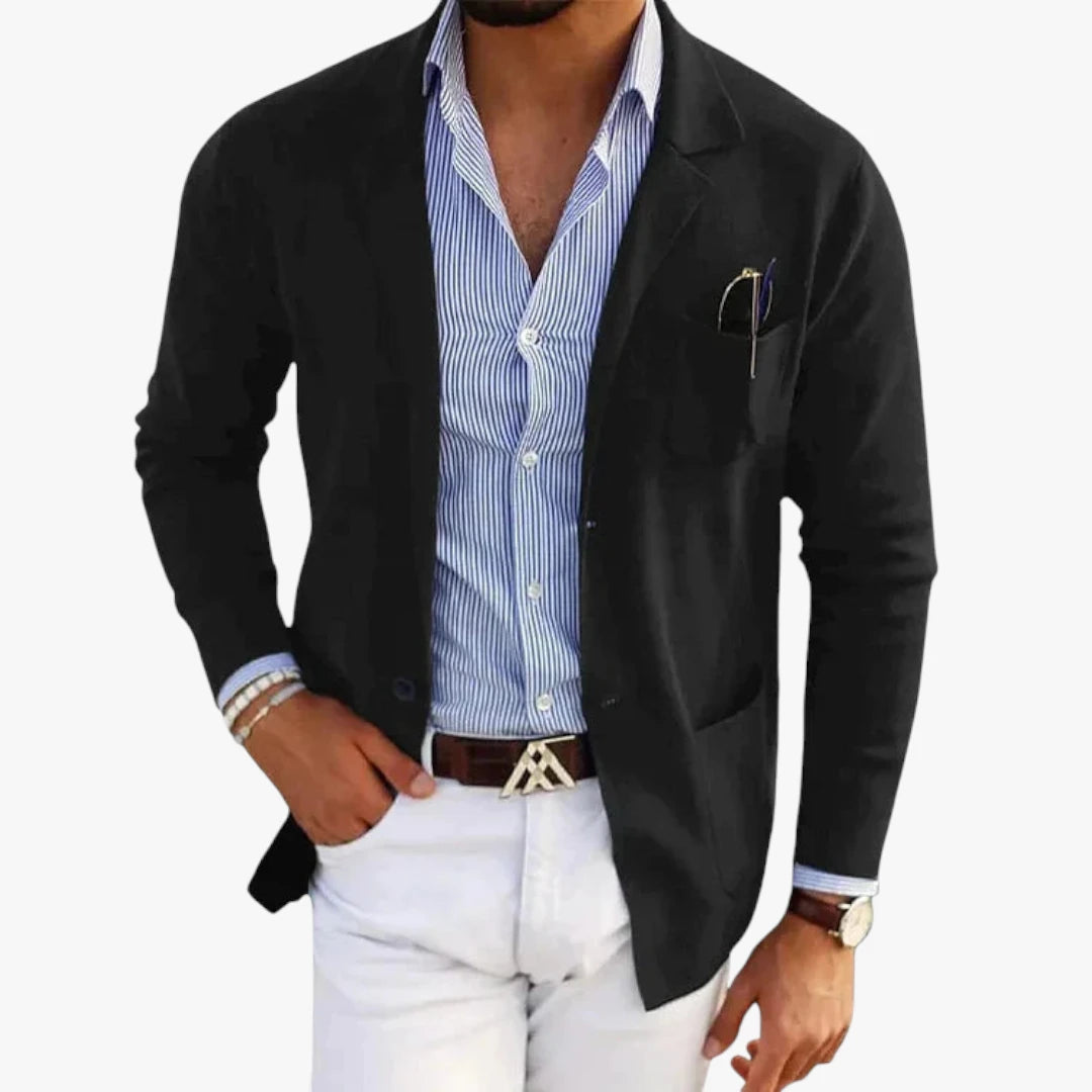 Miles & Luna Old Money Blazer with Classic Lapel Collar and Tailored Fit for Men