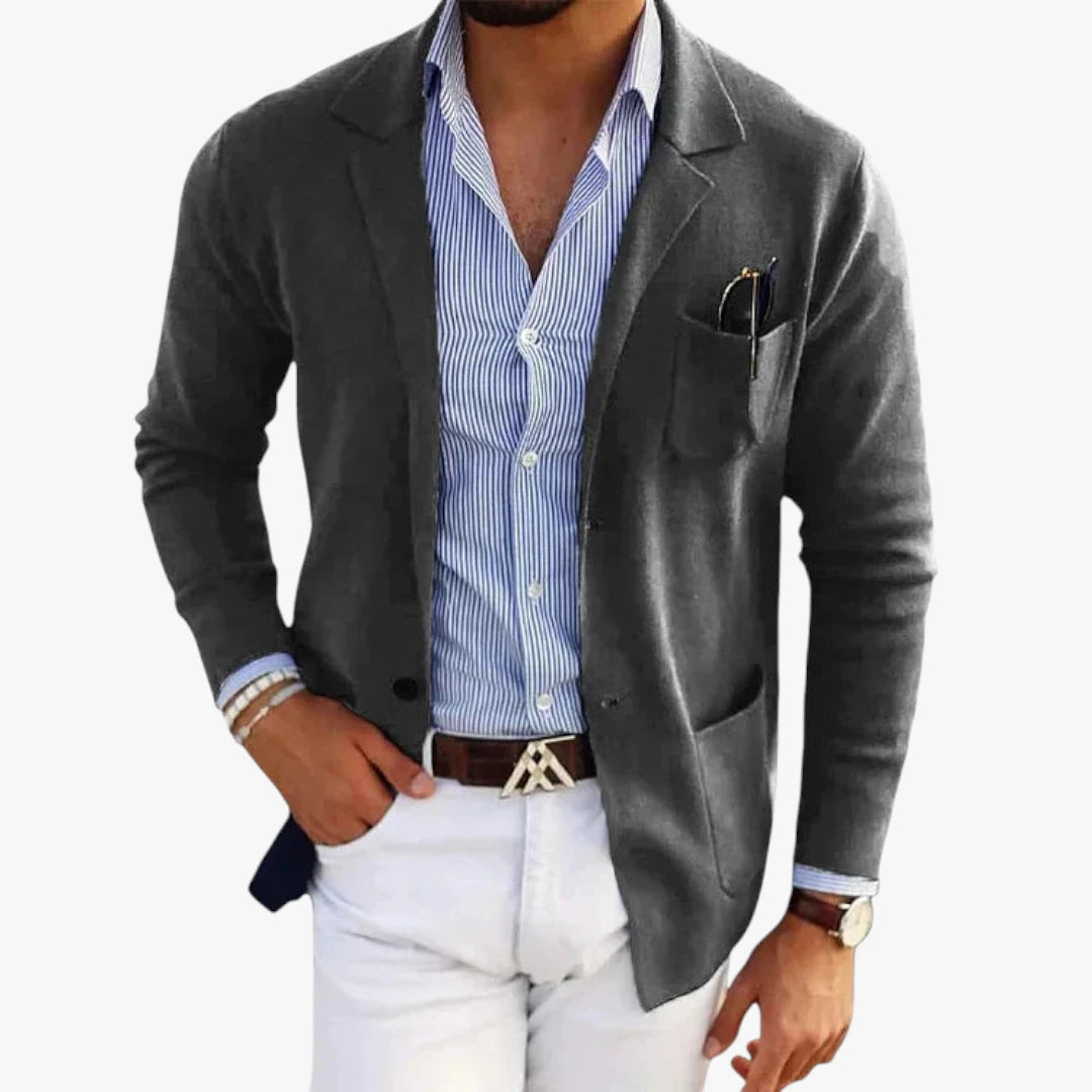 Miles & Luna Old Money Blazer with Classic Lapel Collar and Tailored Fit for Men
