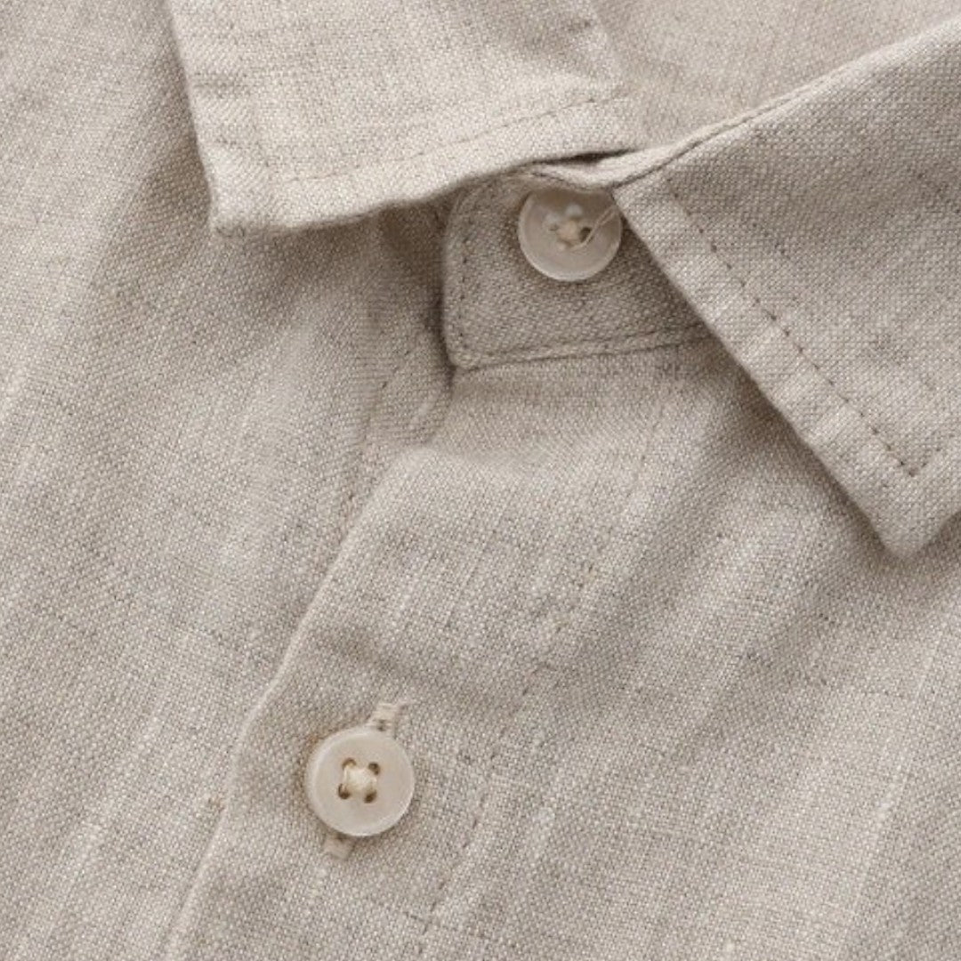 Miles & Luna Old Money Linen Shirt Short Sleeve Summer Button Up for Men