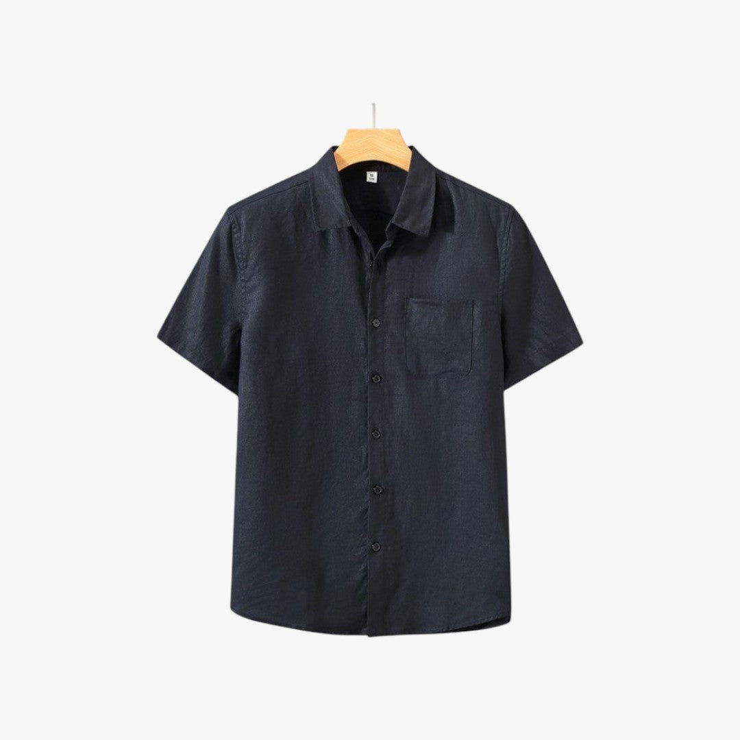 Miles & Luna Old Money Linen Shirt Short Sleeve Summer Button Up for Men