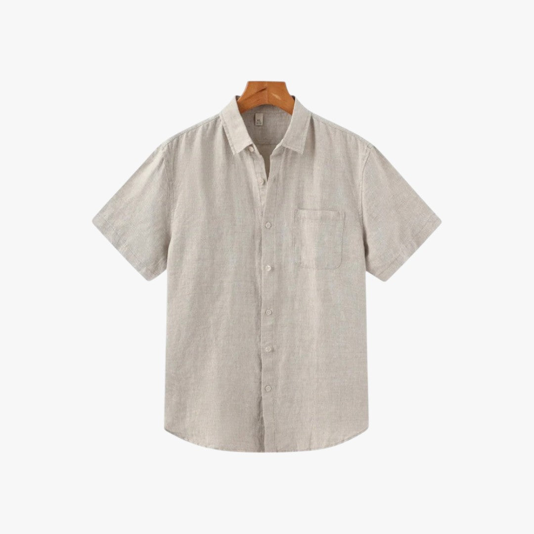 Miles & Luna Old Money Linen Shirt Short Sleeve Summer Button Up for Men