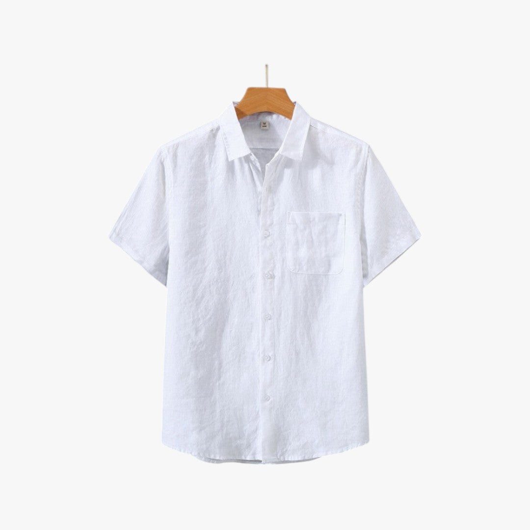 Miles & Luna Old Money Linen Shirt Short Sleeve Summer Button Up for Men