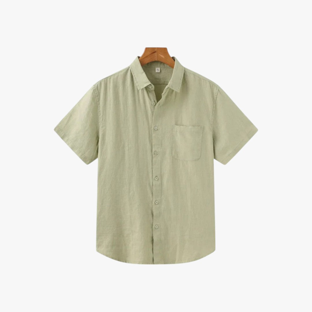 Miles & Luna Old Money Linen Shirt Short Sleeve Summer Button Up for Men