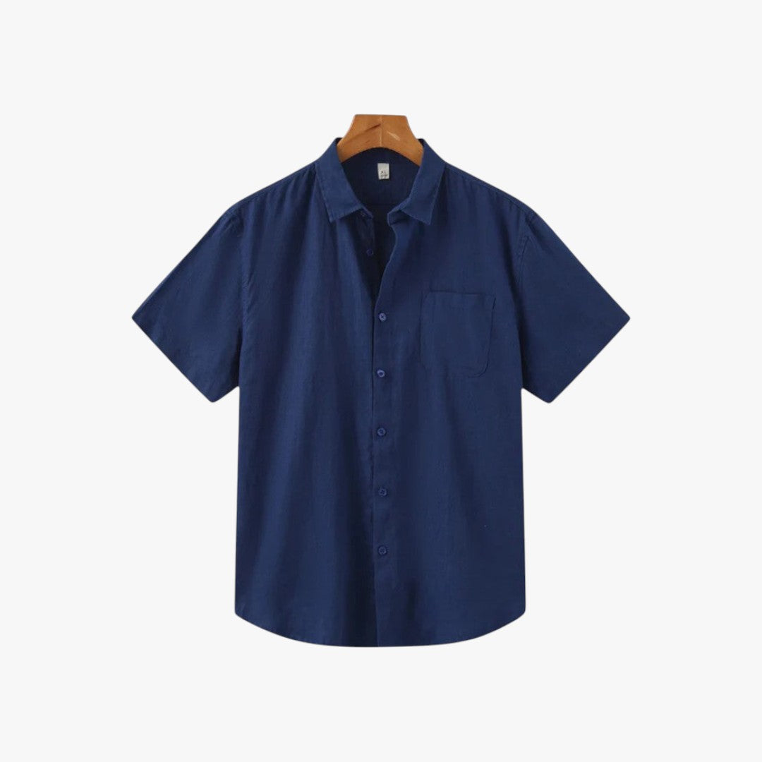 Miles & Luna Old Money Linen Shirt Short Sleeve Summer Button Up for Men