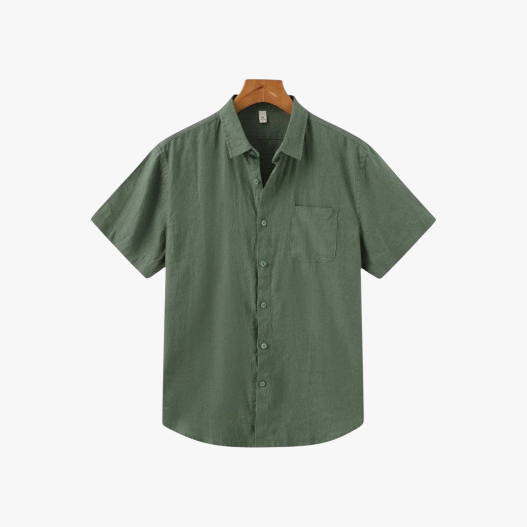 Miles & Luna Old Money Linen Shirt Short Sleeve Summer Button Up for Men