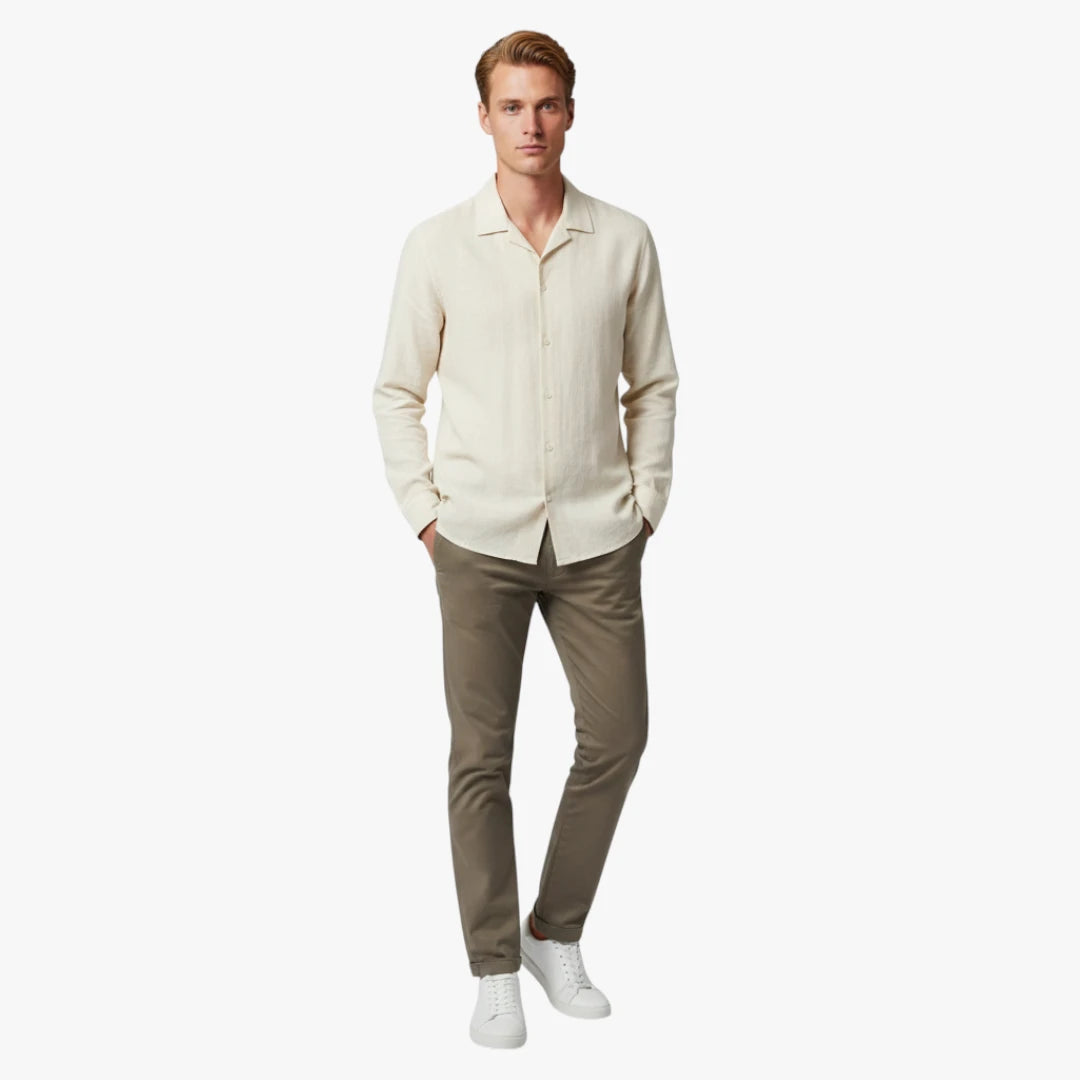 Miles & Luna Old Money Linen Shirt with Relaxed Fit and Effortless Summer Elegance for Men