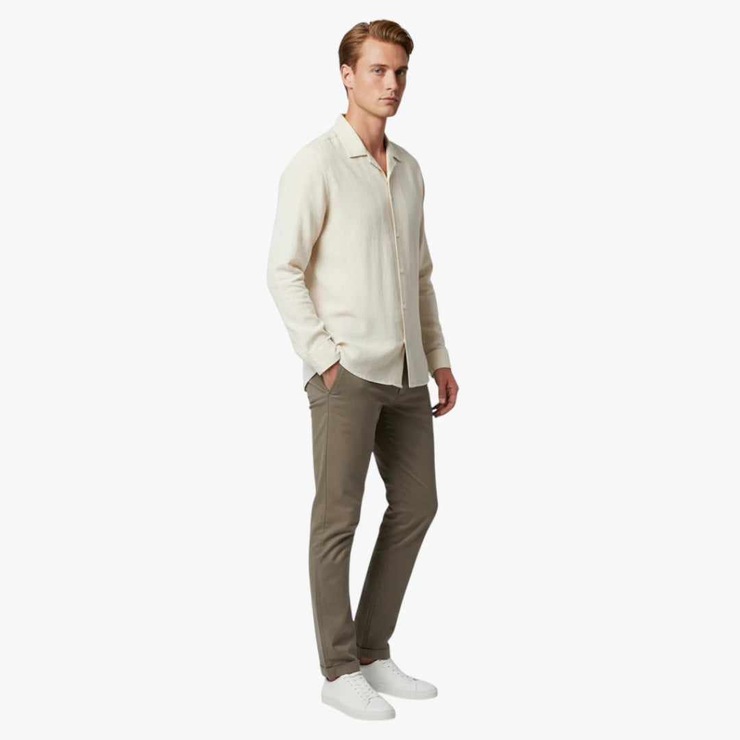 Miles & Luna Old Money Linen Shirt with Relaxed Fit and Effortless Summer Elegance for Men