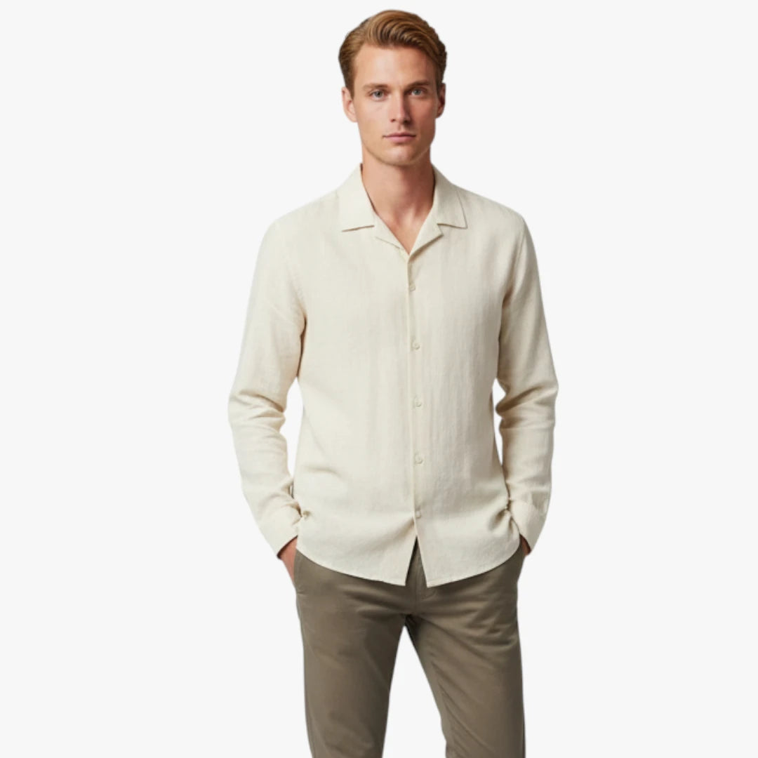 Miles & Luna Old Money Linen Shirt with Relaxed Fit and Effortless Summer Elegance for Men