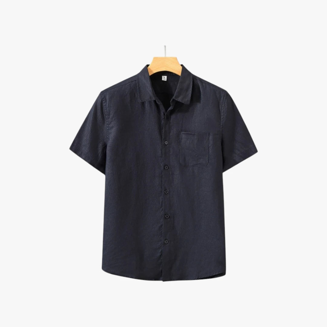 Miles & Luna Old Money Linen Short Sleeve Button Up Shirt Breathable Summer Style for Men