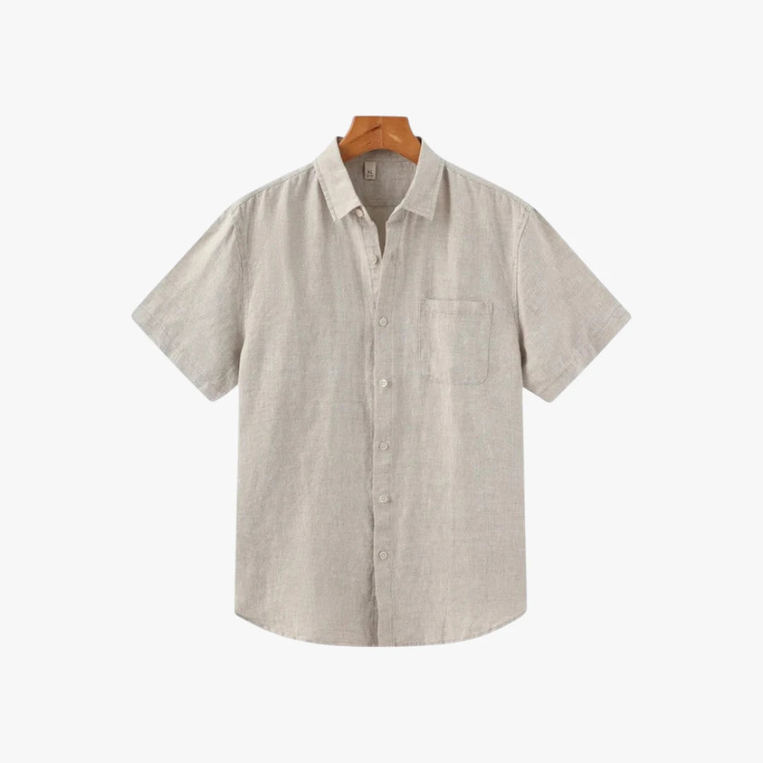 Miles & Luna Old Money Linen Short Sleeve Button Up Shirt Breathable Summer Style for Men