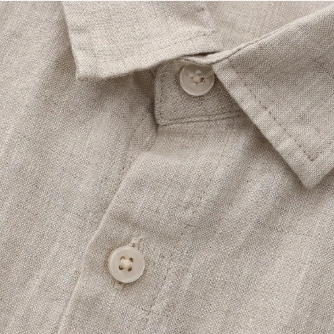 Miles & Luna Old Money Linen Short Sleeve Button Up Shirt Breathable Summer Style for Men