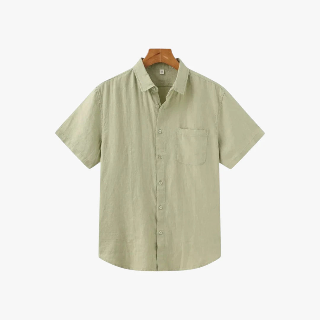Miles & Luna Old Money Linen Short Sleeve Button Up Shirt Breathable Summer Style for Men