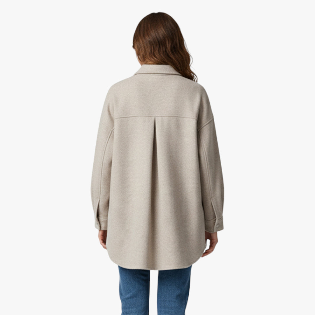 Miles & Luna Oversized Knit Shacket with Double Pockets and Turn Down Collar for Women