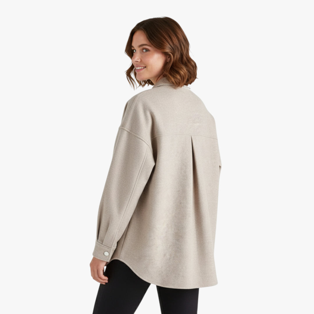 Miles & Luna Oversized Knit Shacket with Double Pockets and Turn Down Collar for Women