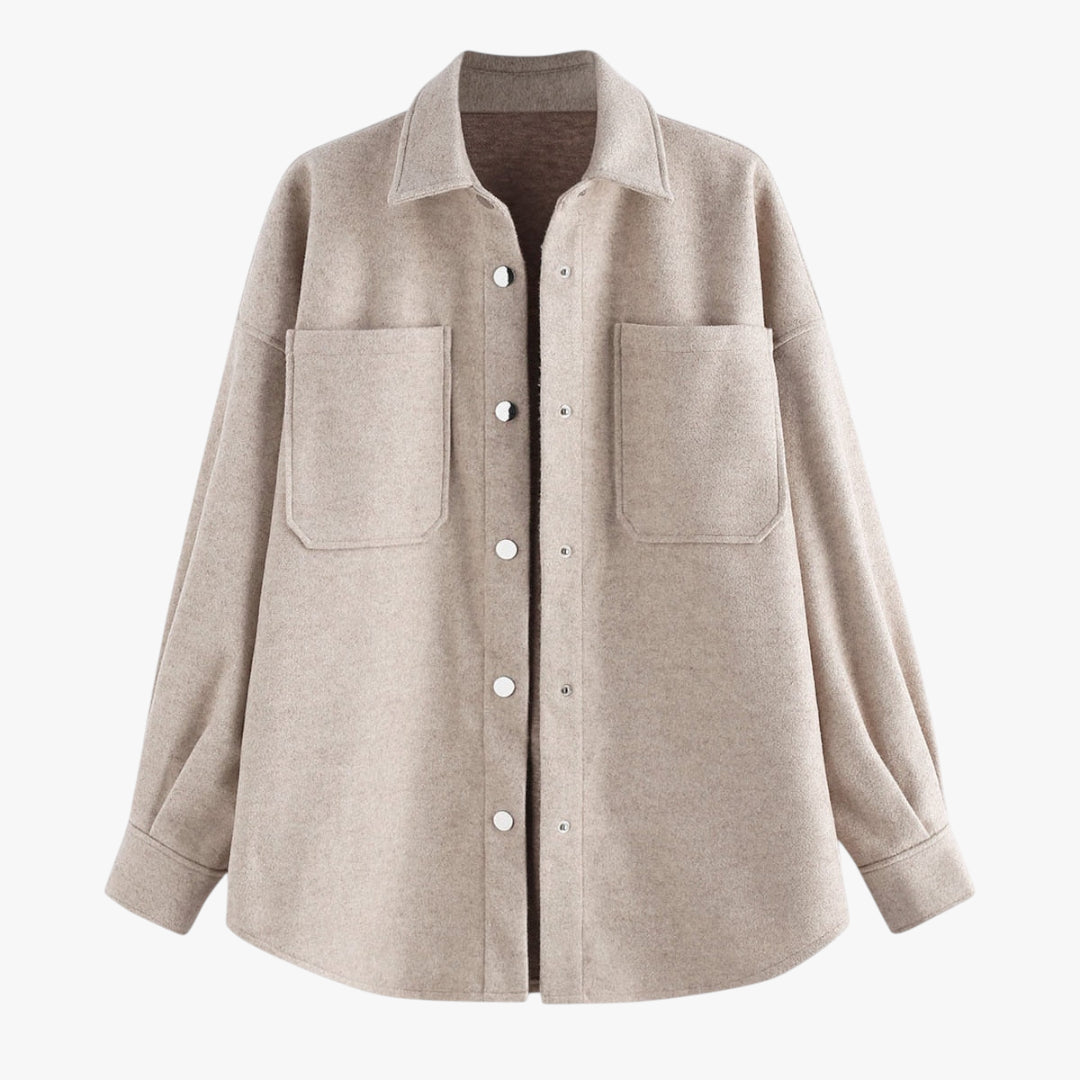 Miles & Luna Oversized Knit Shacket with Double Pockets and Turn Down Collar for Women