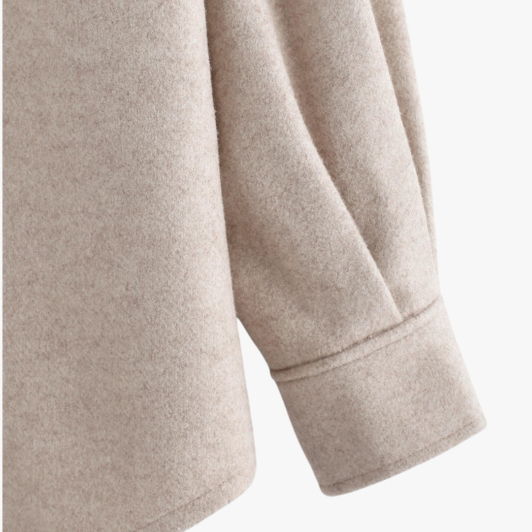 Miles & Luna Oversized Knit Shacket with Double Pockets and Turn Down Collar for Women