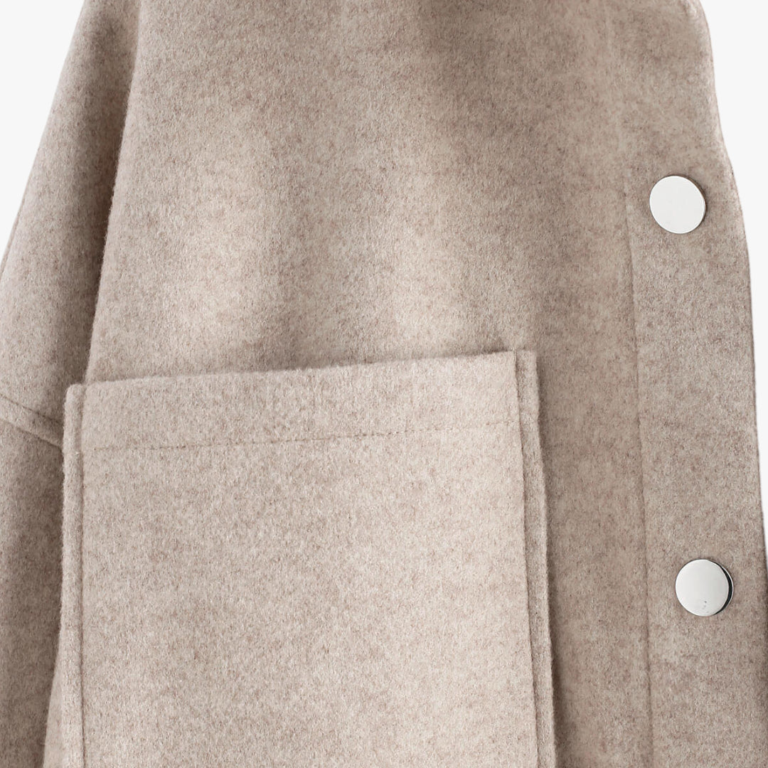Miles & Luna Oversized Knit Shacket with Double Pockets and Turn Down Collar for Women