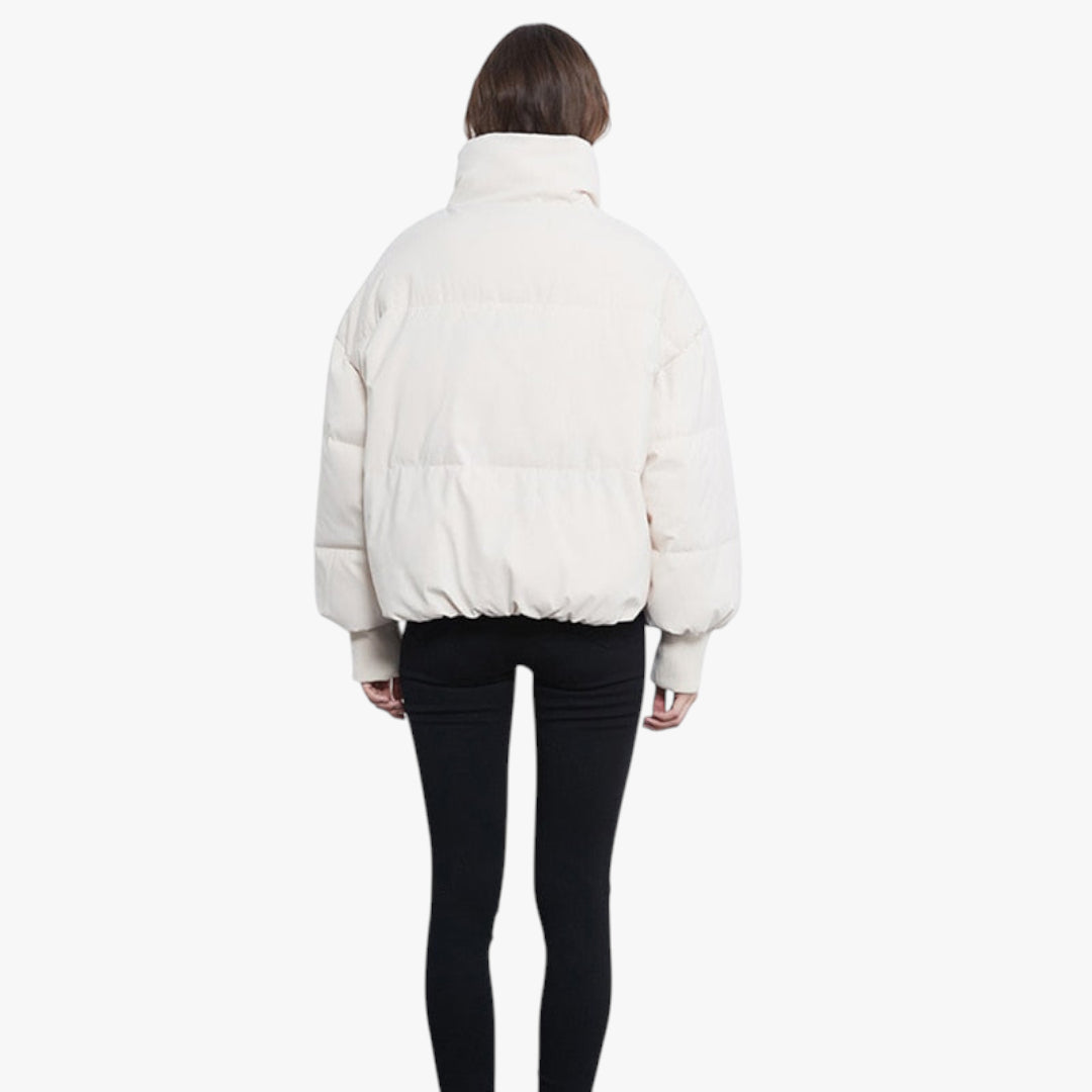 Miles & Luna Oversized Puffer Jacket with Stand Collar and Front Pockets for Women