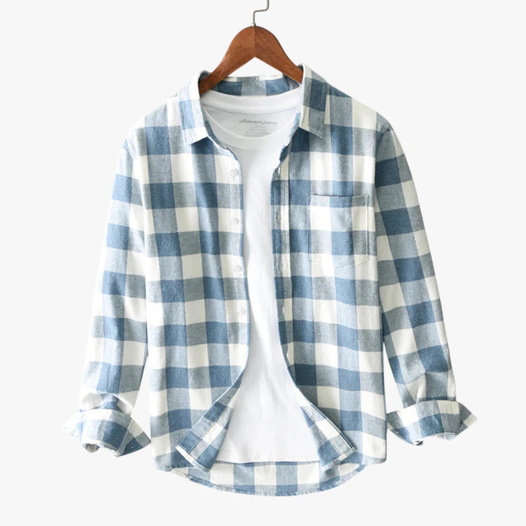 Miles & Luna Plaid Button Up Shirt with Soft Woven Fabric and Timeless Casual Style for Men