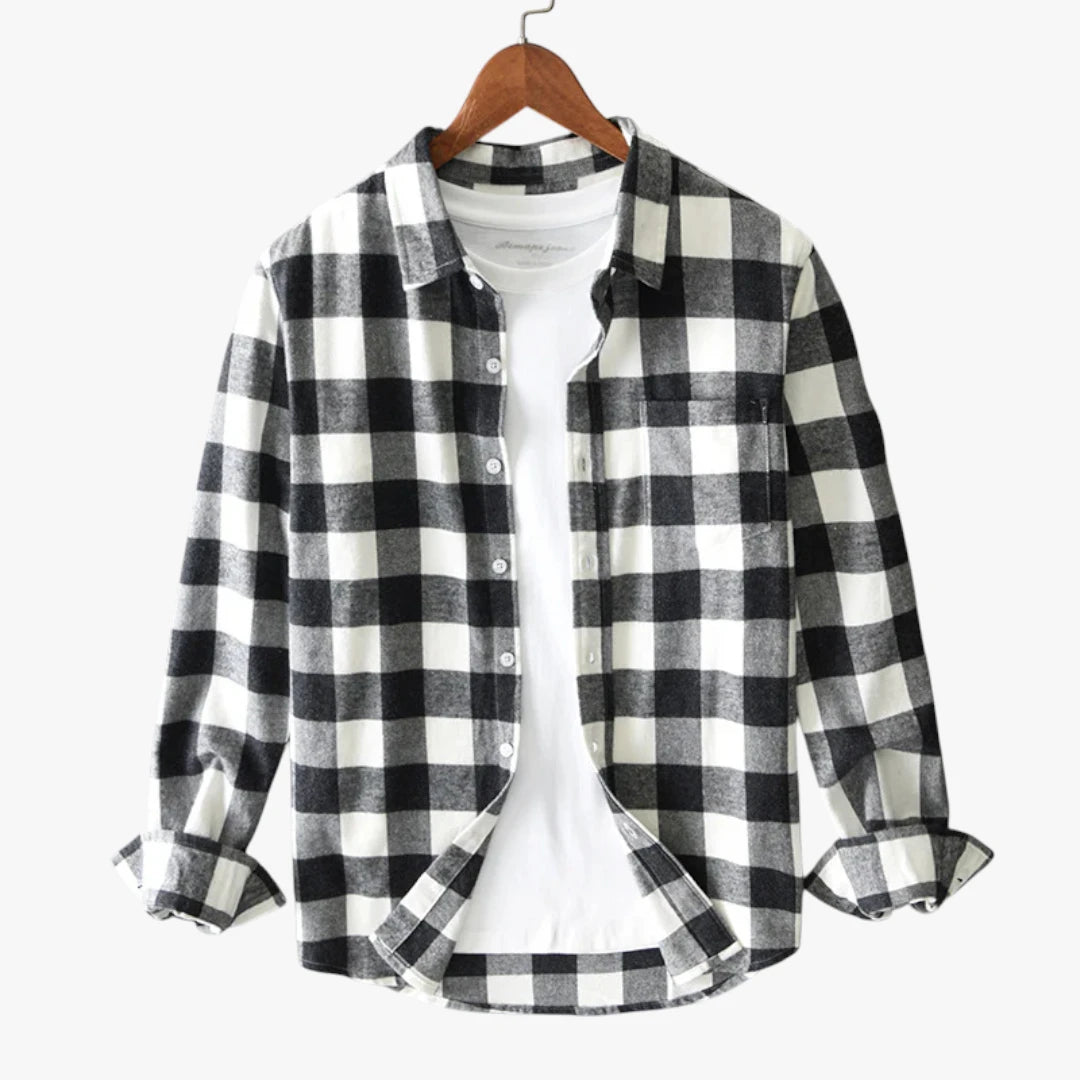 Miles & Luna Plaid Button Up Shirt with Soft Woven Fabric and Timeless Casual Style for Men