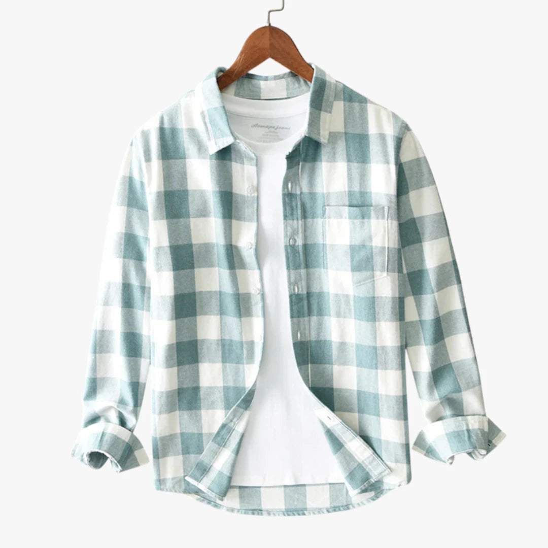 Miles & Luna Plaid Button Up Shirt with Soft Woven Fabric and Timeless Casual Style for Men