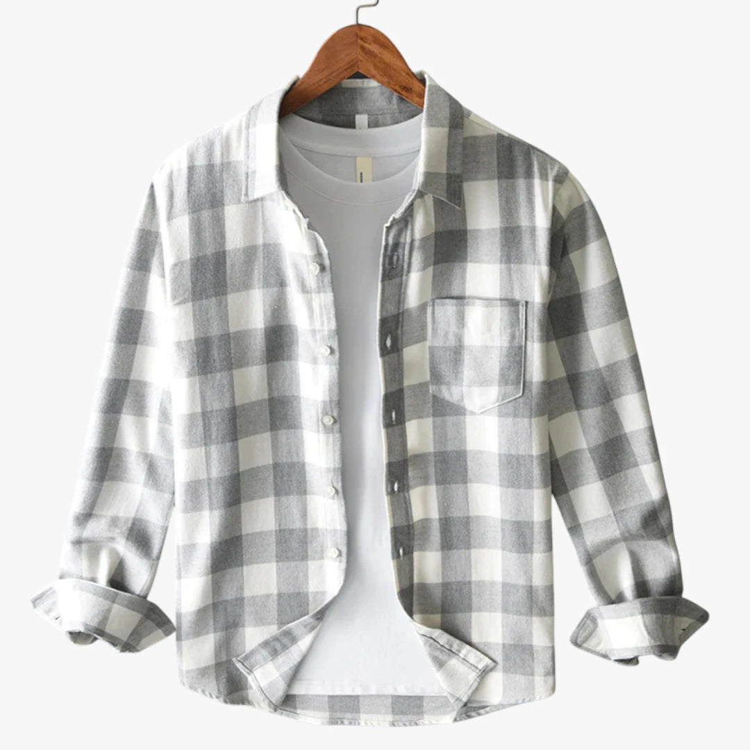 Miles & Luna Plaid Button Up Shirt with Soft Woven Fabric and Timeless Casual Style for Men
