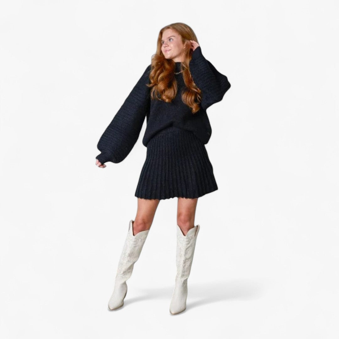Miles & Luna Pleated 2-Piece Outfit Set Elegant Modern Style for Women