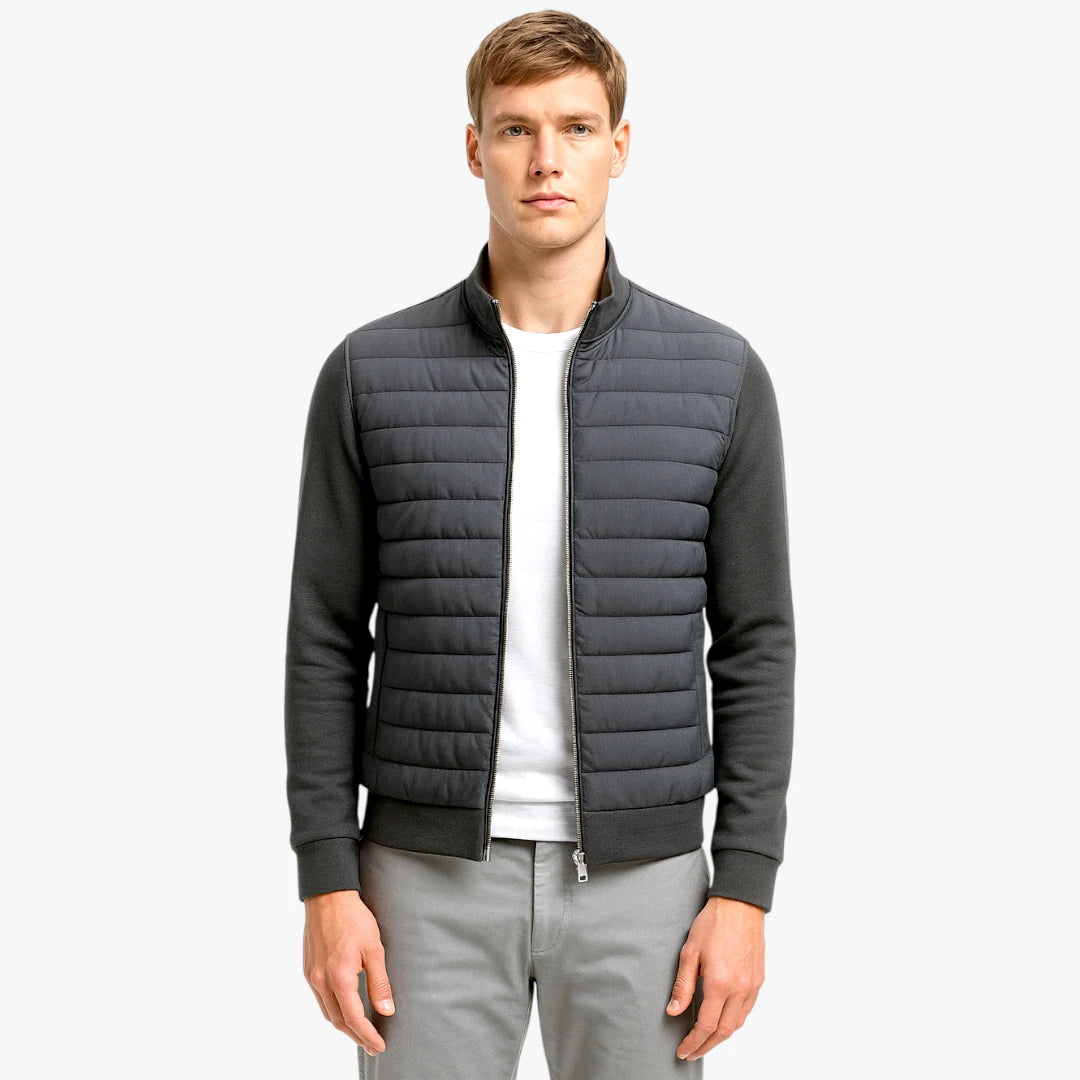 Miles & Luna Quilted Hybrid Jacket with Knitted Sleeves for Men
