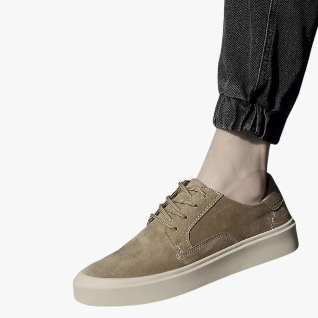Miles & Luna | Sand Leather Suede Height Shoes – Formal Business Sneakers for Men