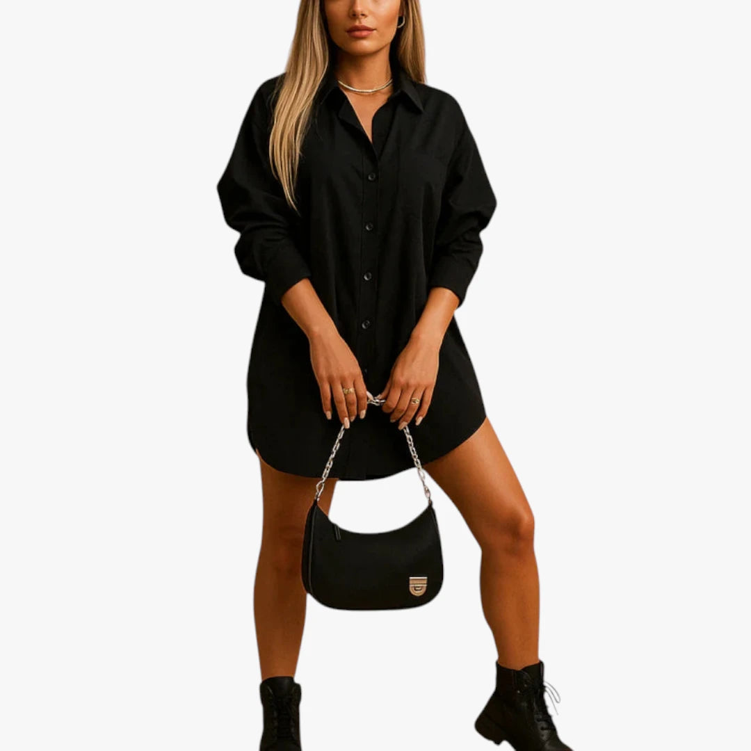 Miles & Luna Shirt Dress – Oversized Long Sleeve Button-Down with Relaxed Fit