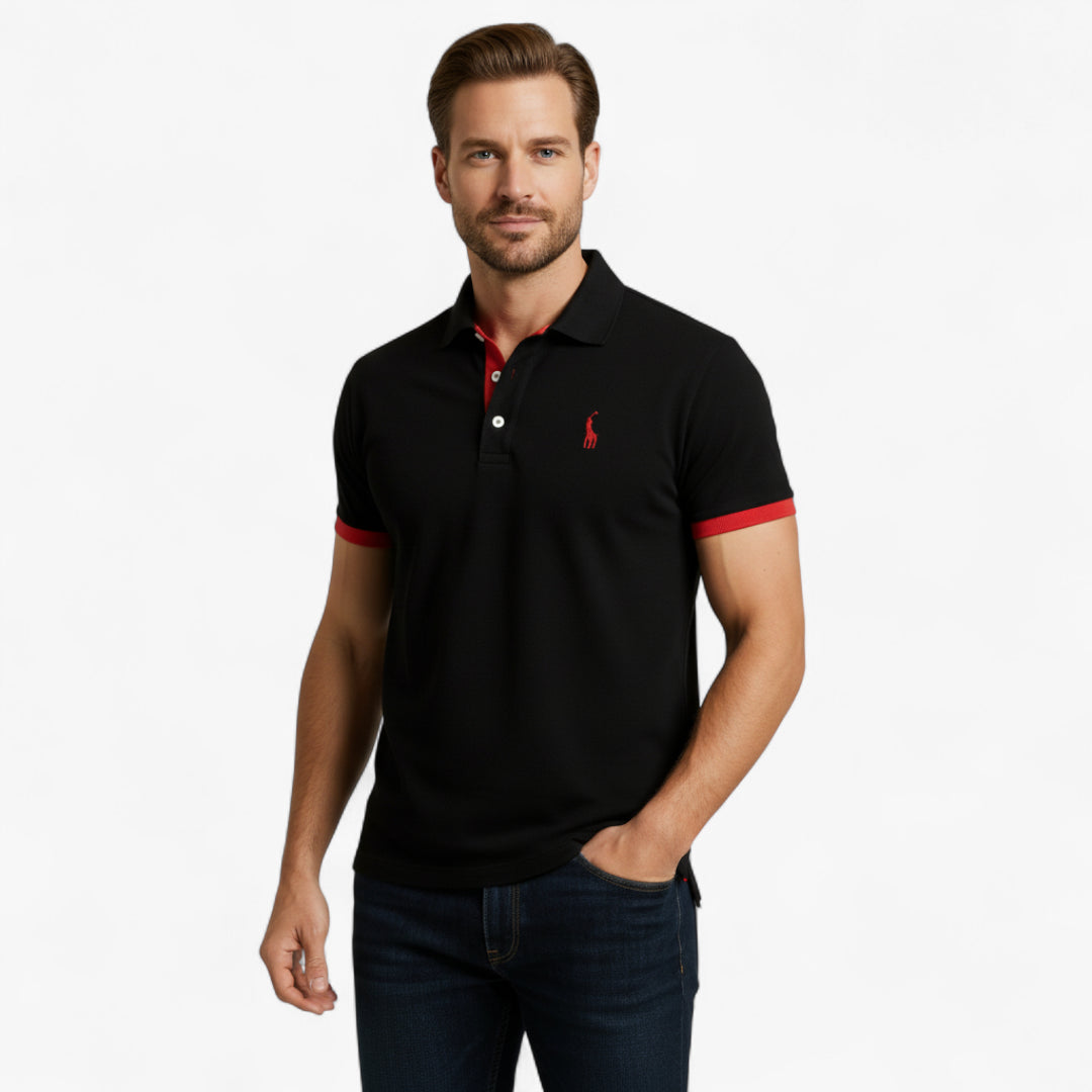 Miles & Luna Shirt - Slim fit cotton polo shirt with contrast accents for men