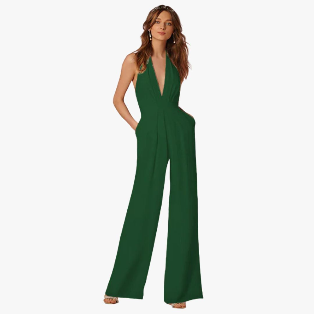Miles & Luna Sleeveless Jumpsuit Deep V-Neck Wide-Leg for Women