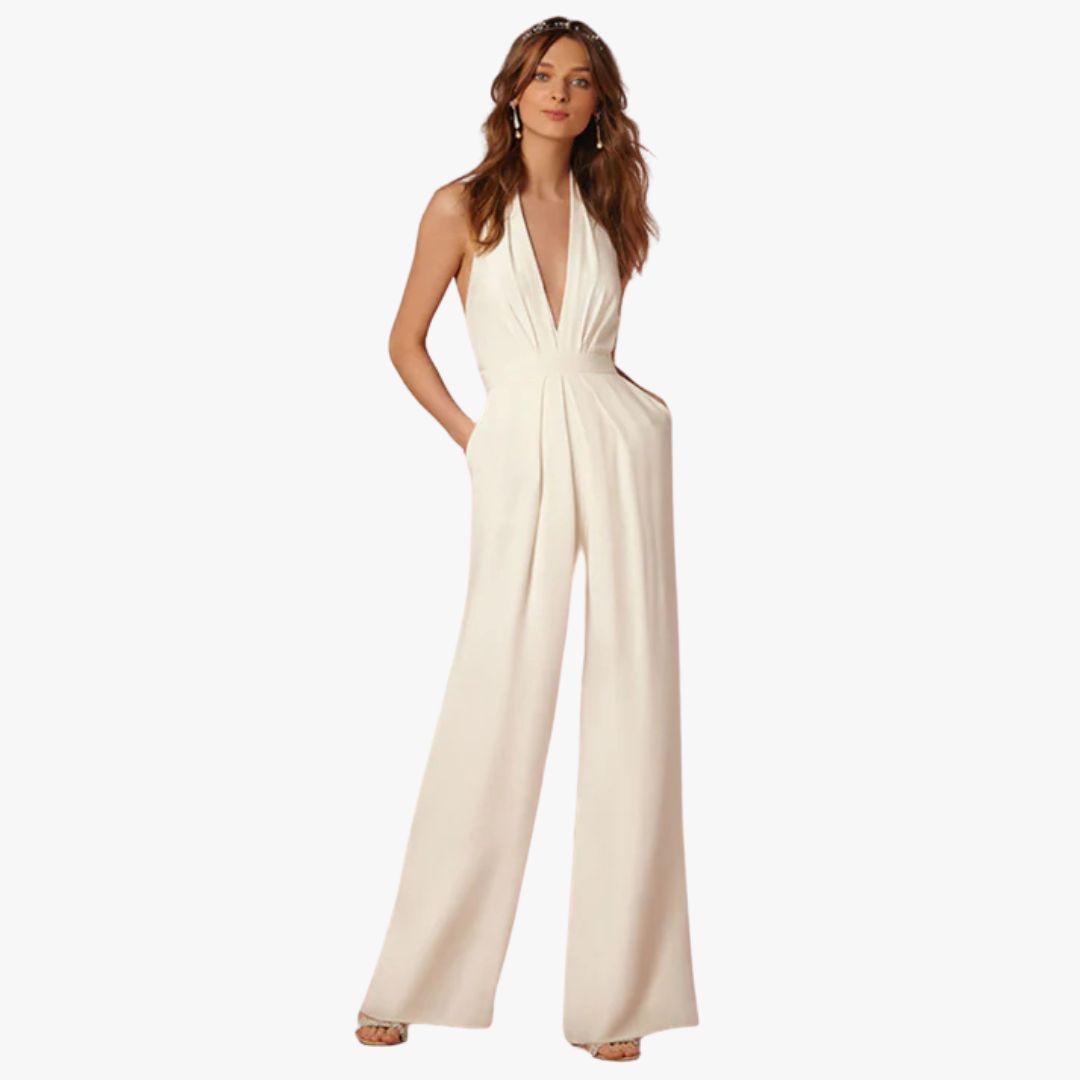 Miles & Luna Sleeveless Jumpsuit Deep V-Neck Wide-Leg for Women
