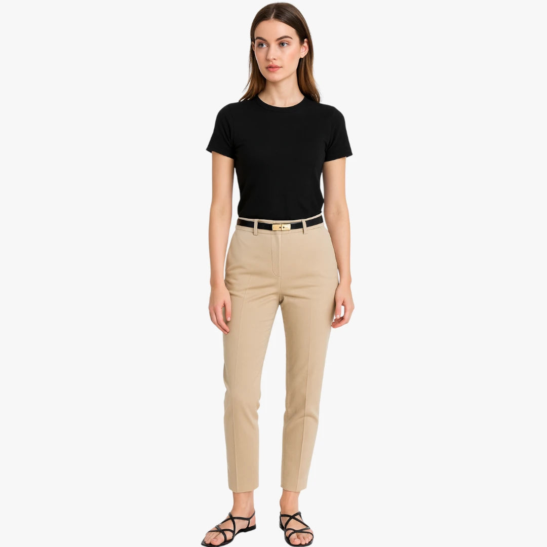 Miles & Luna Slim Adjustable Waist Belt with Gold Twist Lock Closure for Women