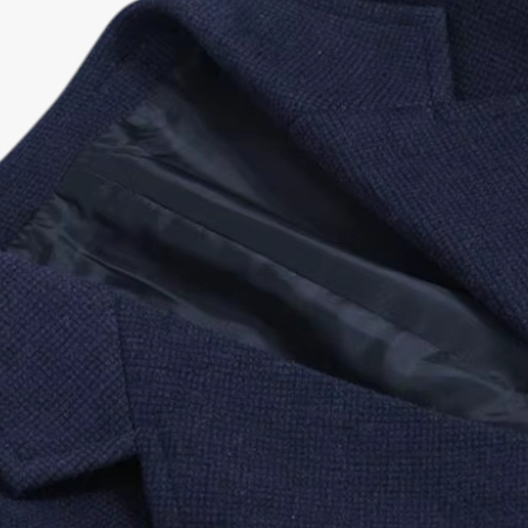 Miles & Luna Slim Fit Blazer with Stand-Up Collar and Four-Button Closure for Men
