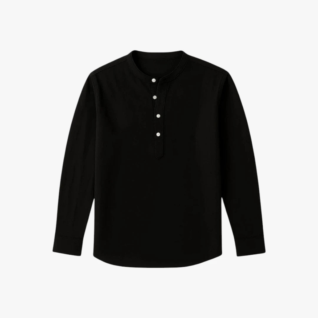 Miles & Luna Slim Fit Linen Shirt with Banded Collar Lightweight Summer Style for Men