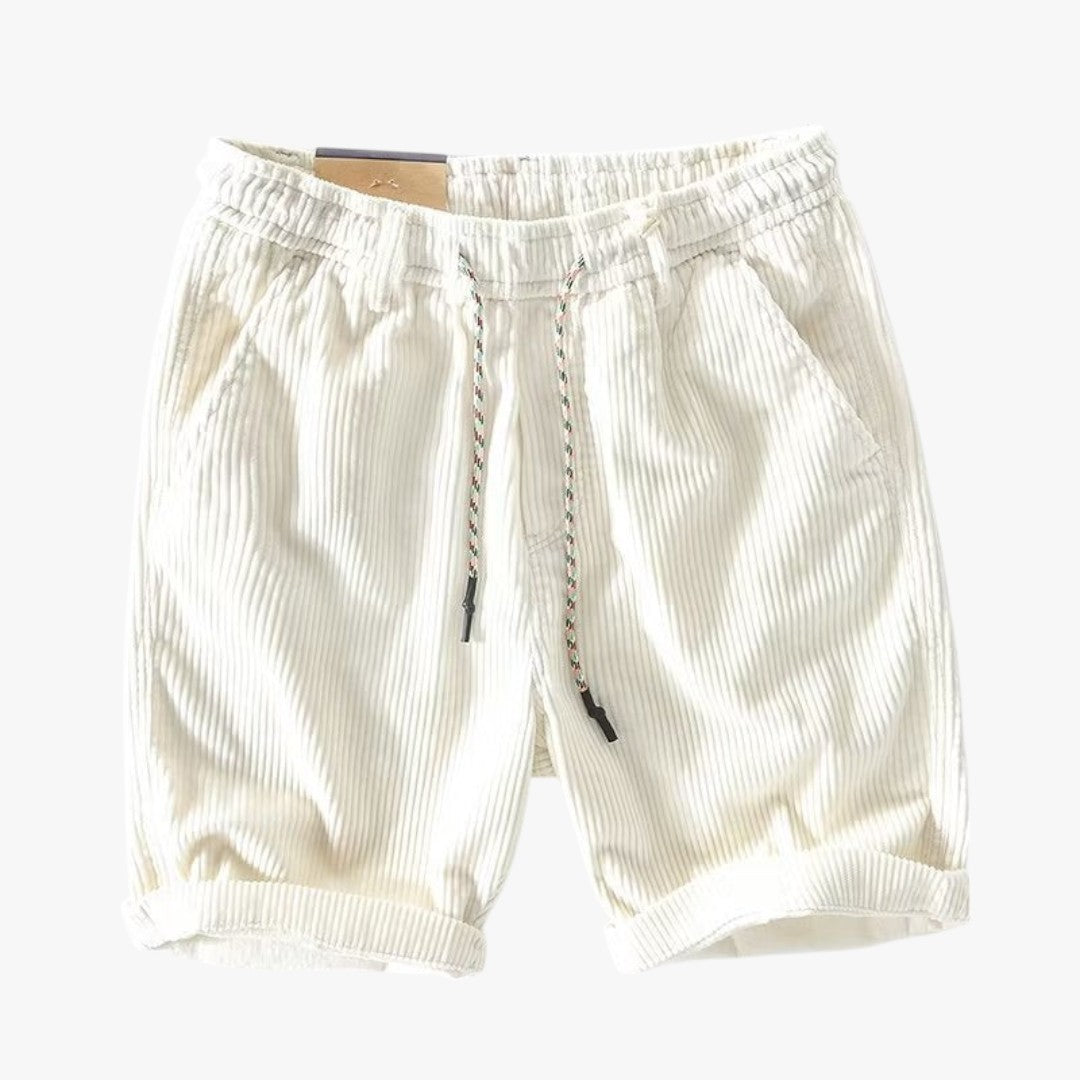 Miles & Luna Solid Color Corduroy Elastic Waist Cargo Shorts for Men