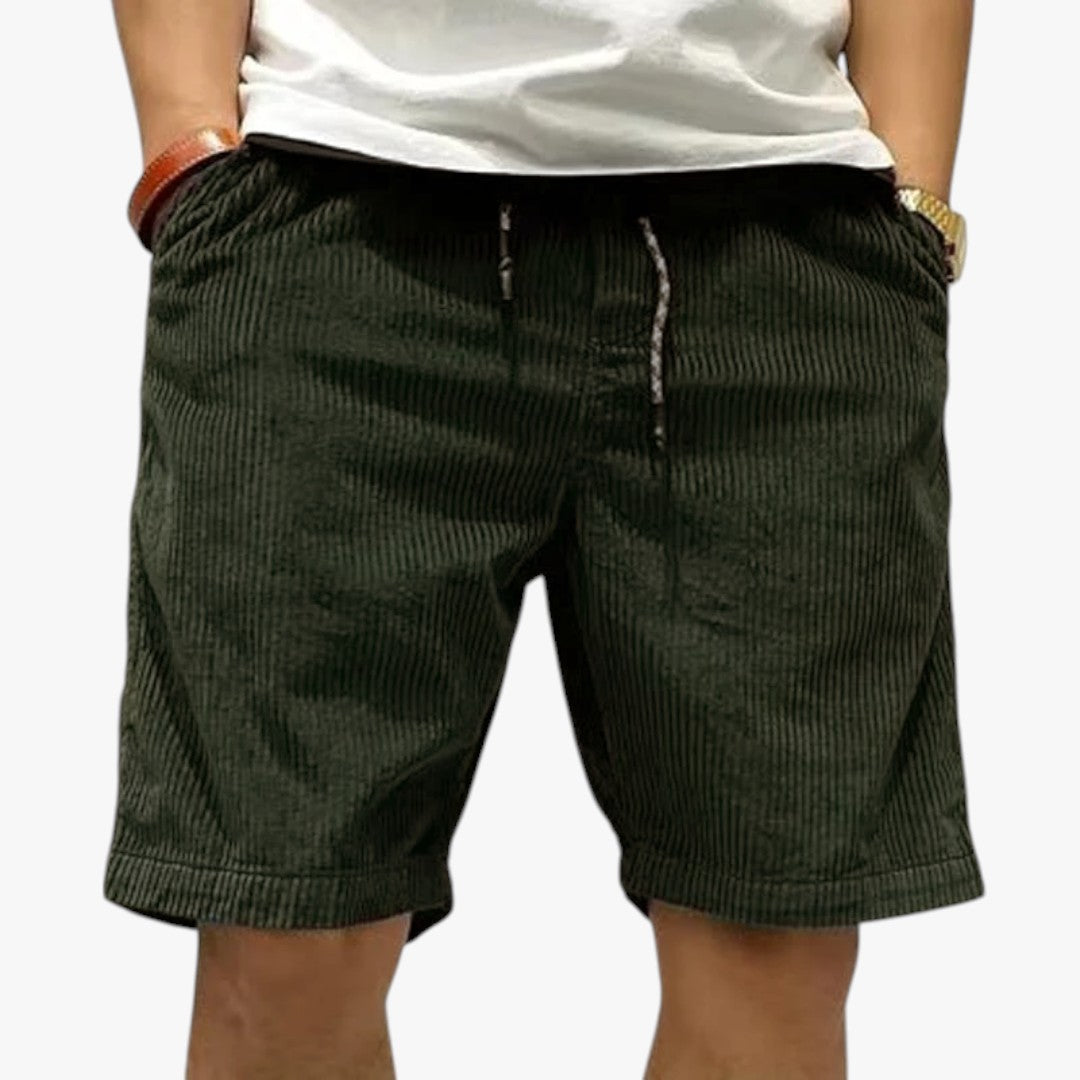 Miles & Luna Solid Color Corduroy Elastic Waist Cargo Shorts for Men