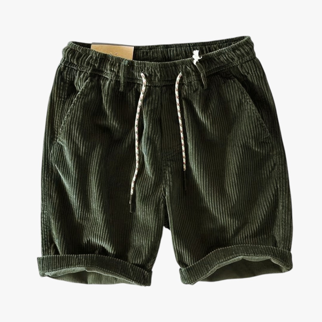Miles & Luna Solid Color Corduroy Elastic Waist Cargo Shorts for Men