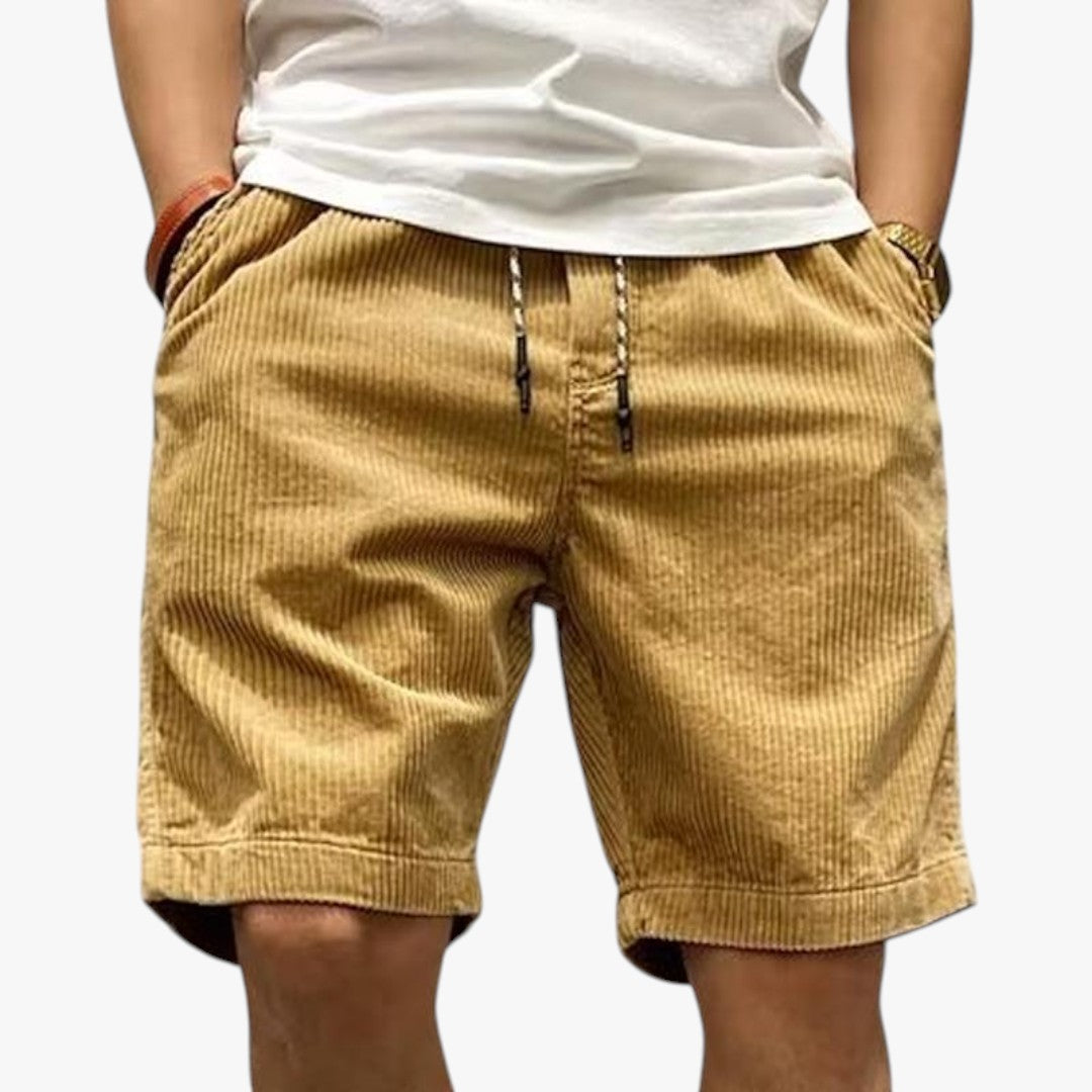Miles & Luna Solid Color Corduroy Elastic Waist Cargo Shorts for Men
