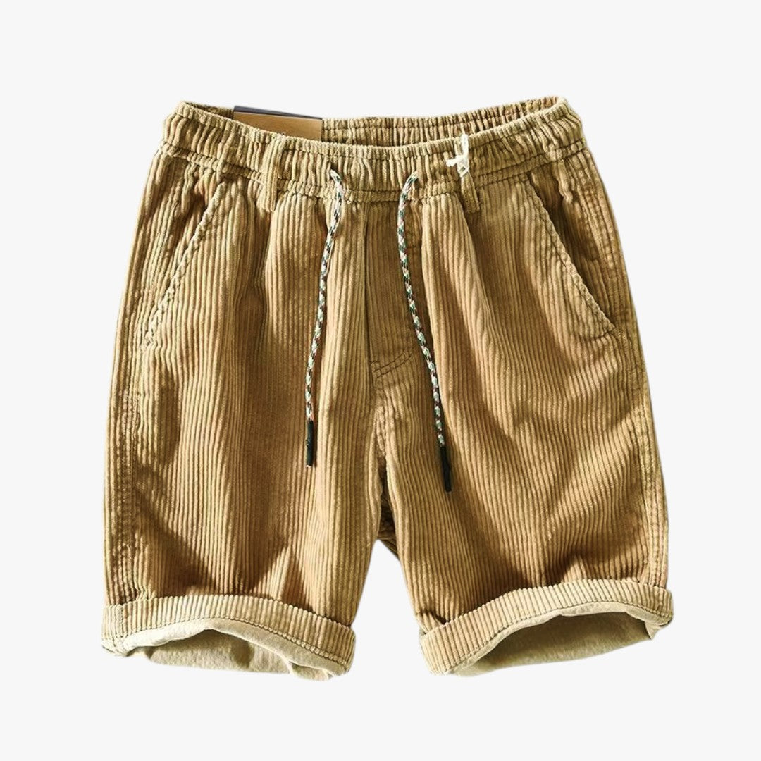 Miles & Luna Solid Color Corduroy Elastic Waist Cargo Shorts for Men
