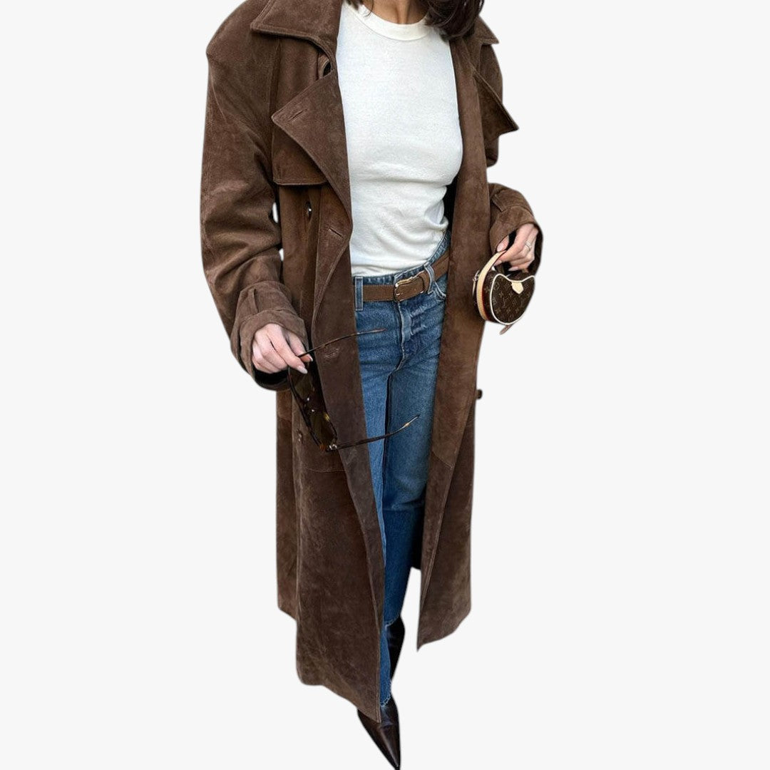 Miles & Luna Stylish Suede Trench Coat for Women