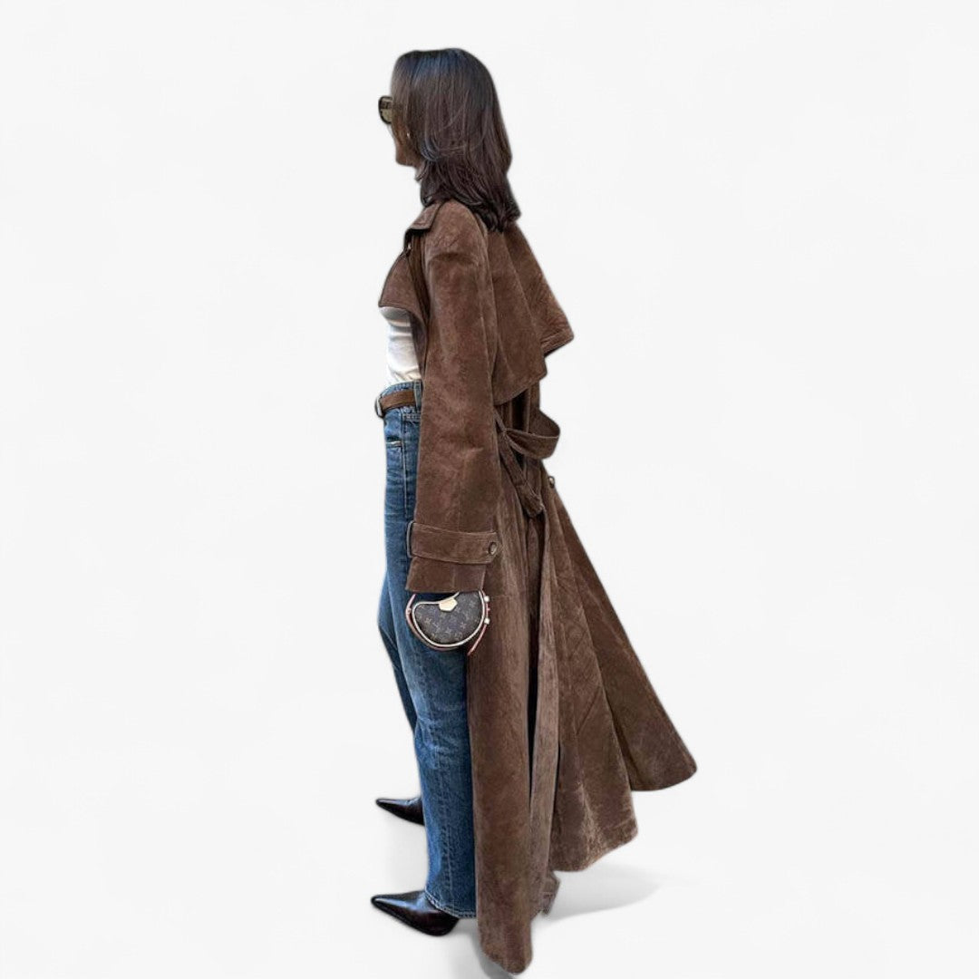 Miles & Luna Stylish Suede Trench Coat for Women