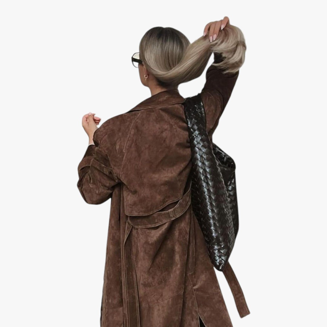Miles & Luna Stylish Suede Trench Coat for Women