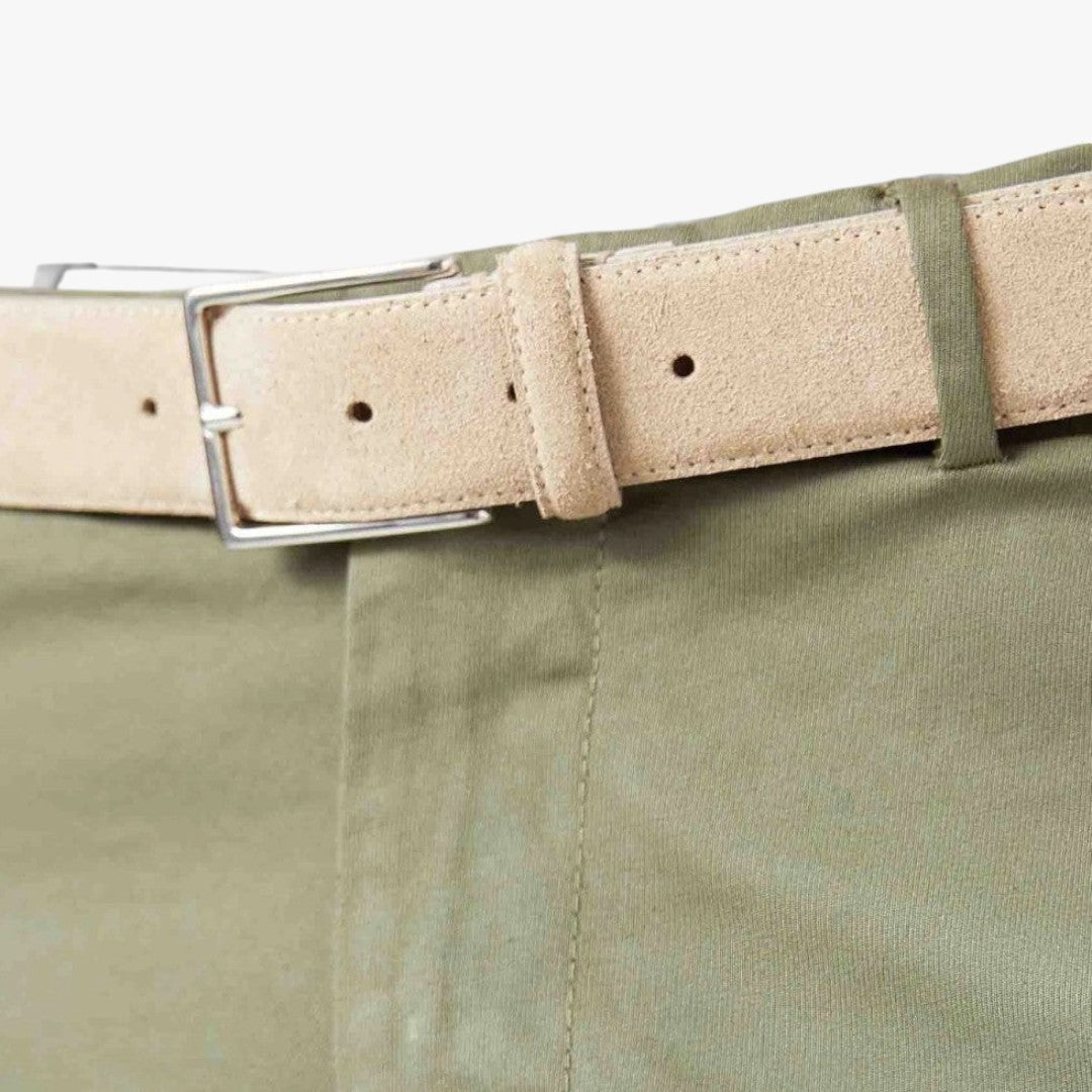 Miles & Luna Suede Leather Belt Classic Buckle Old Money Style for Men