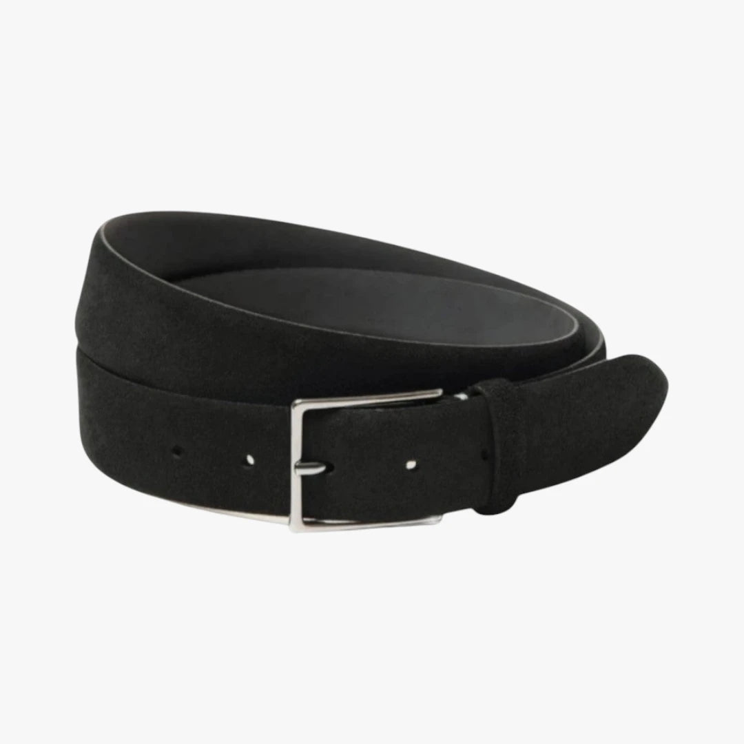 Miles & Luna Suede Leather Belt with Classic Buckle Old Money Style for Men
