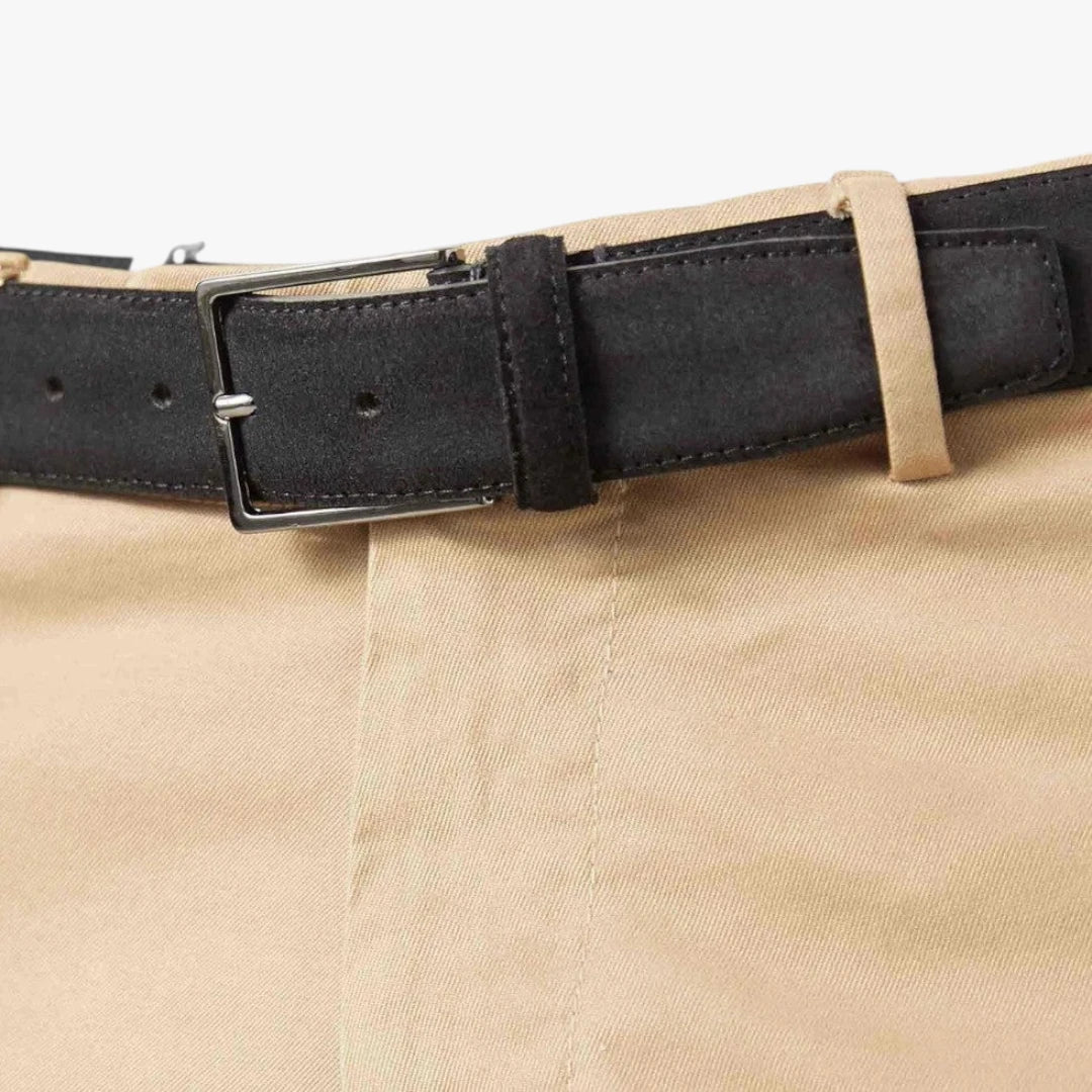 Miles & Luna Suede Leather Belt with Classic Buckle Old Money Style for Men