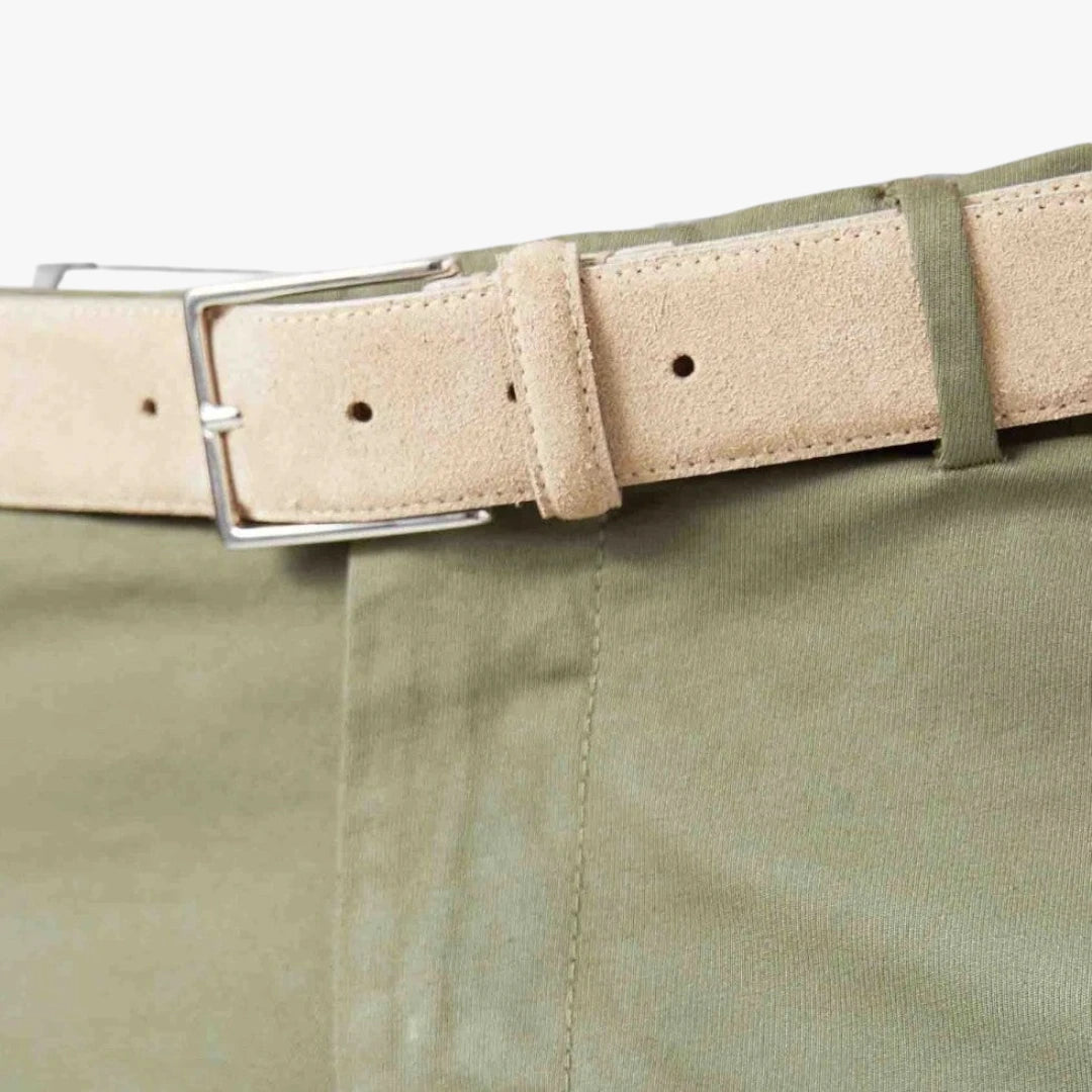 Miles & Luna Suede Leather Belt with Classic Buckle Old Money Style for Men